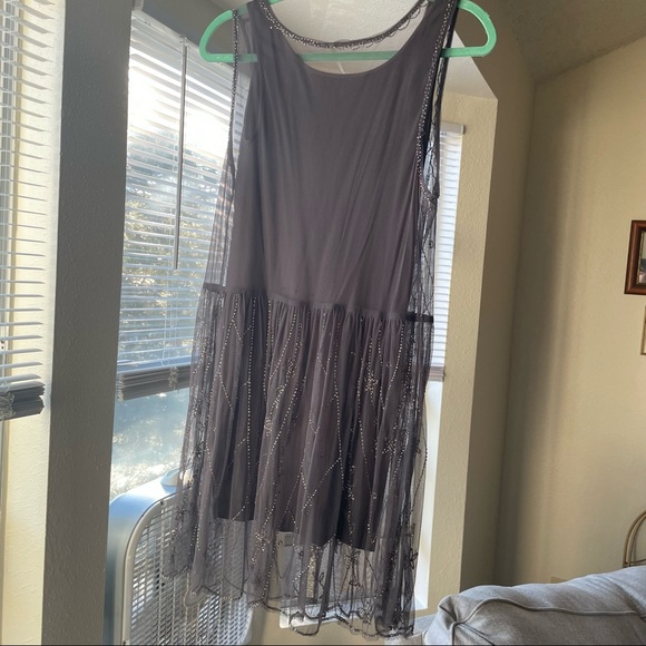 Free People Embellished Grey Sheer Slip Dress (L) - Picture 5 of 9
